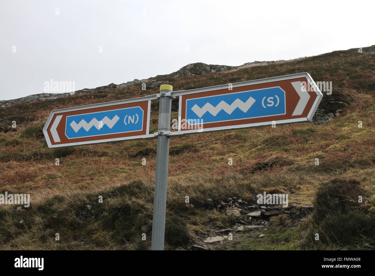 Wild Atlantic Way sign at Knockalla, County Donegal, Ireland. Stock Photo