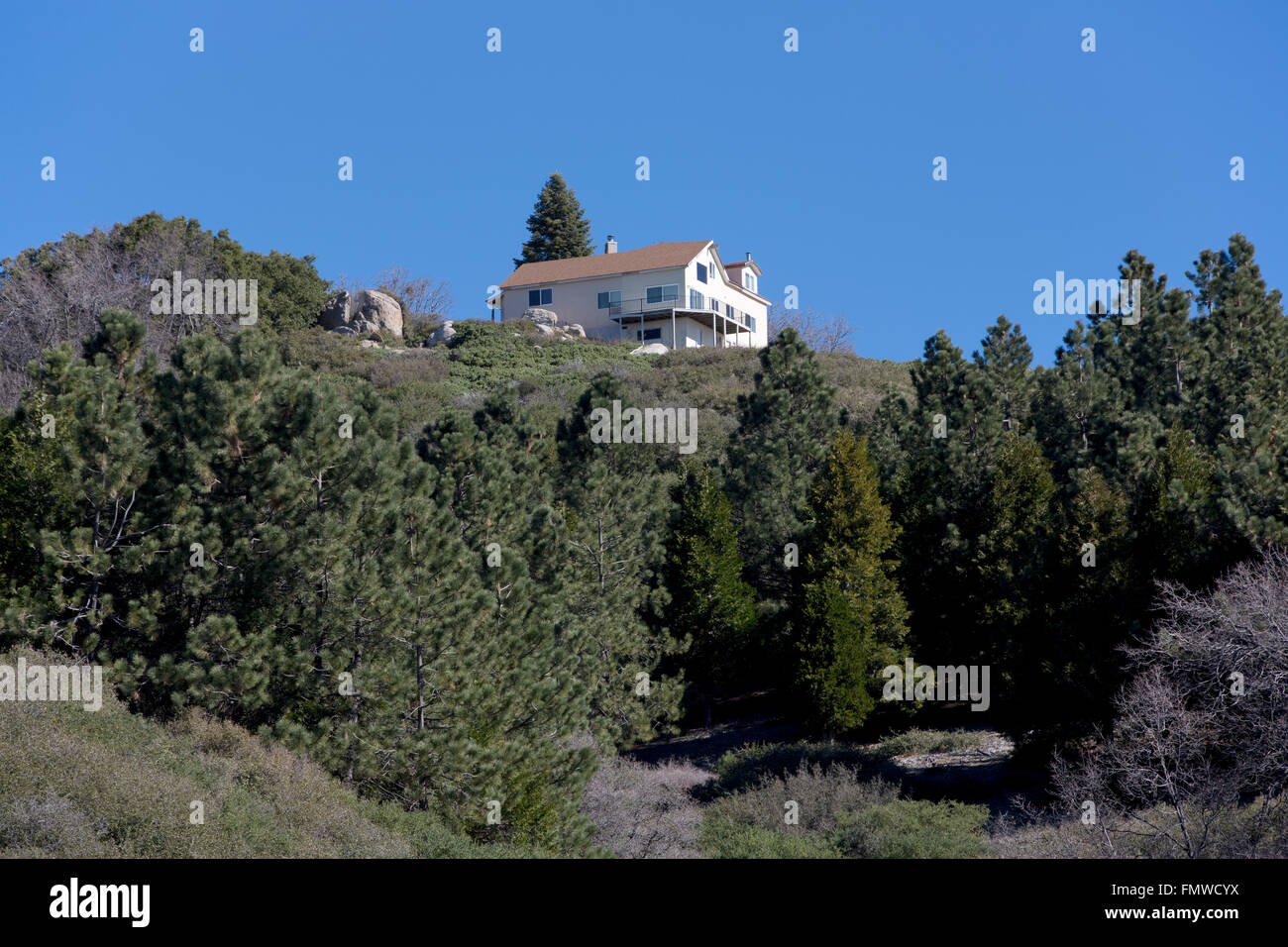 House on a ridge east of San Diego near Julian, California Stock Photo