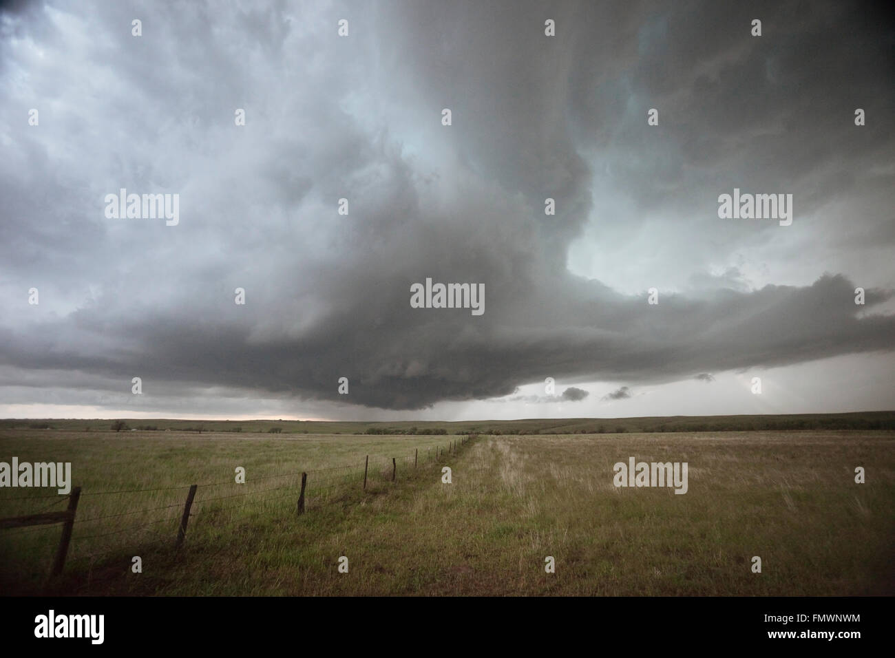 Tornado Warned supercell in Elbert County, Colorado. Stock Photo