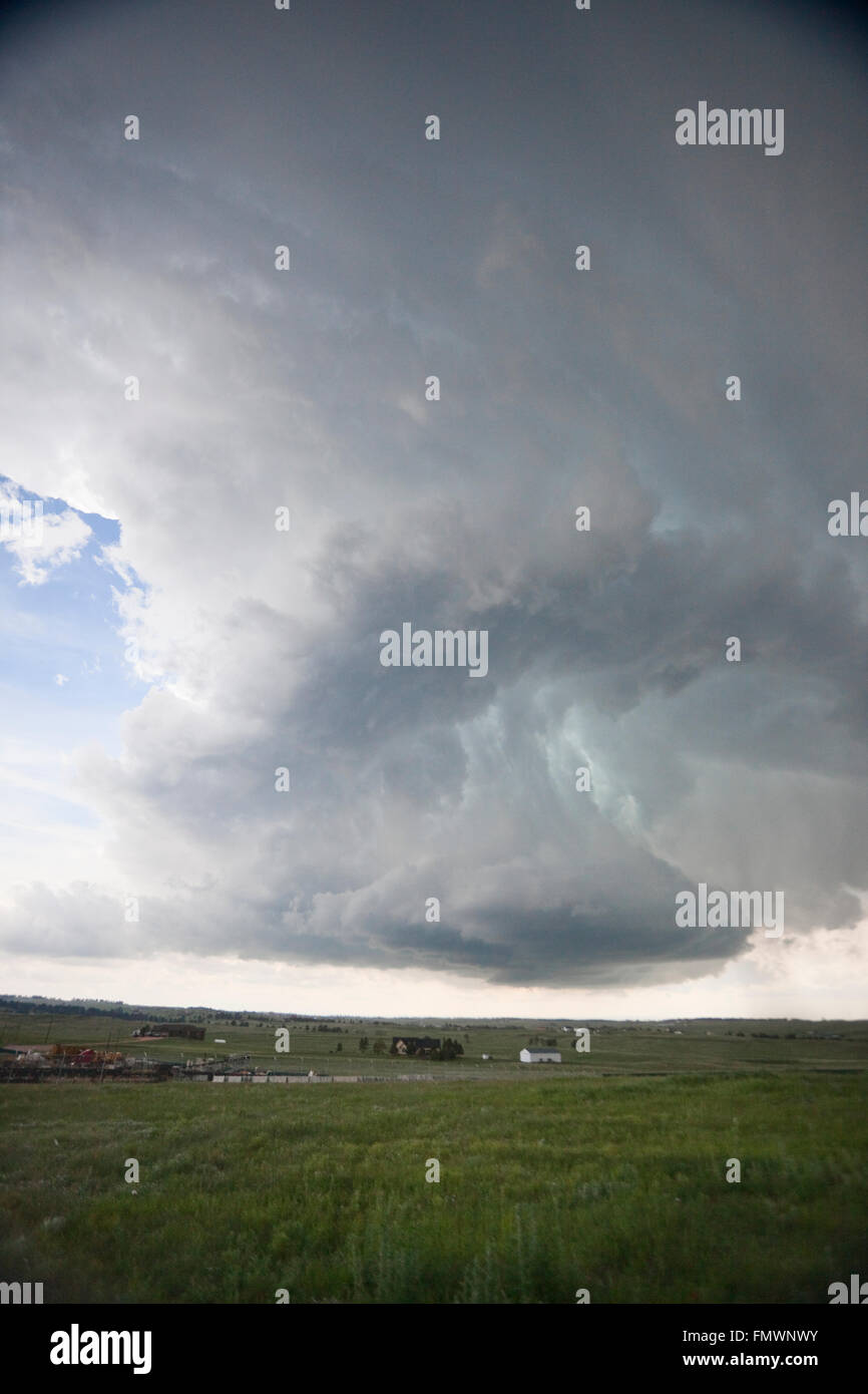 Colorful supercell over Elbert County, Colorado. Stock Photo