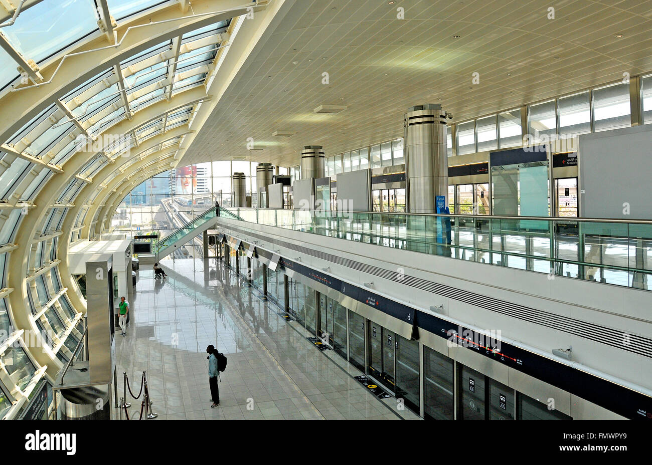 aerial metro station transport public Dubai UAE Stock Photo