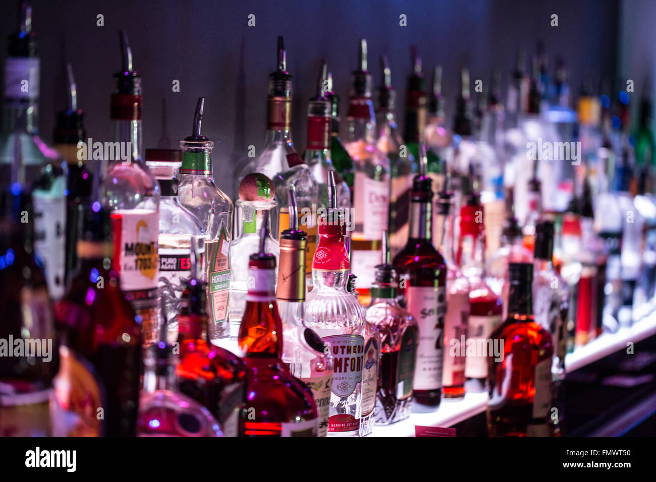 Bottles of liquor Stock Photo