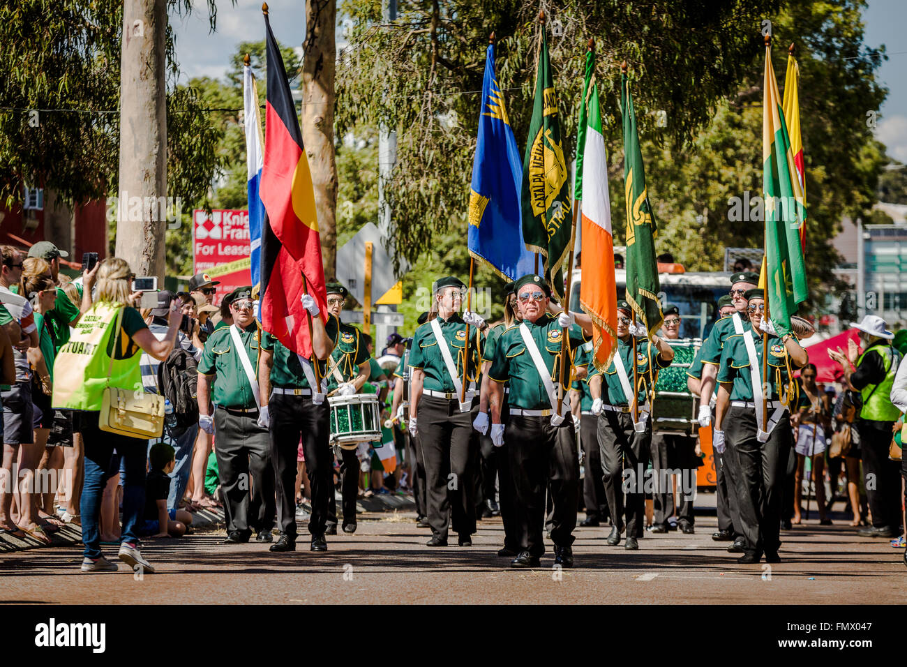 Catalpa Flute Band in St Patrick's Day Parade, Perth, Western Australia