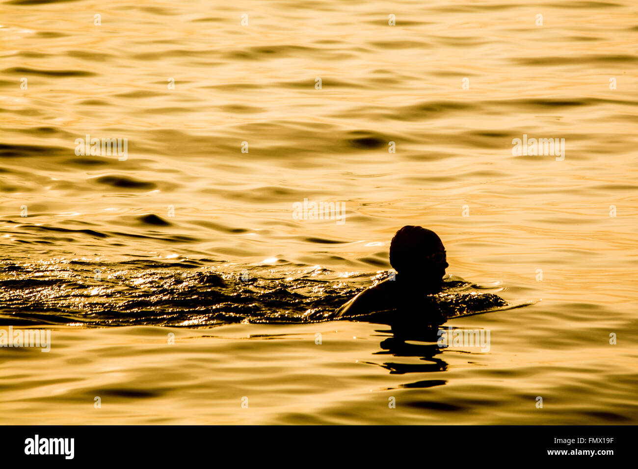 Penzance, Cornwall, UK. 13th March 2016. UK Weather. Another glorious start to the day in Cornwall with joggers and swimmers out in the early morning sun. Credit:  Simon Maycock/Alamy Live News Stock Photo