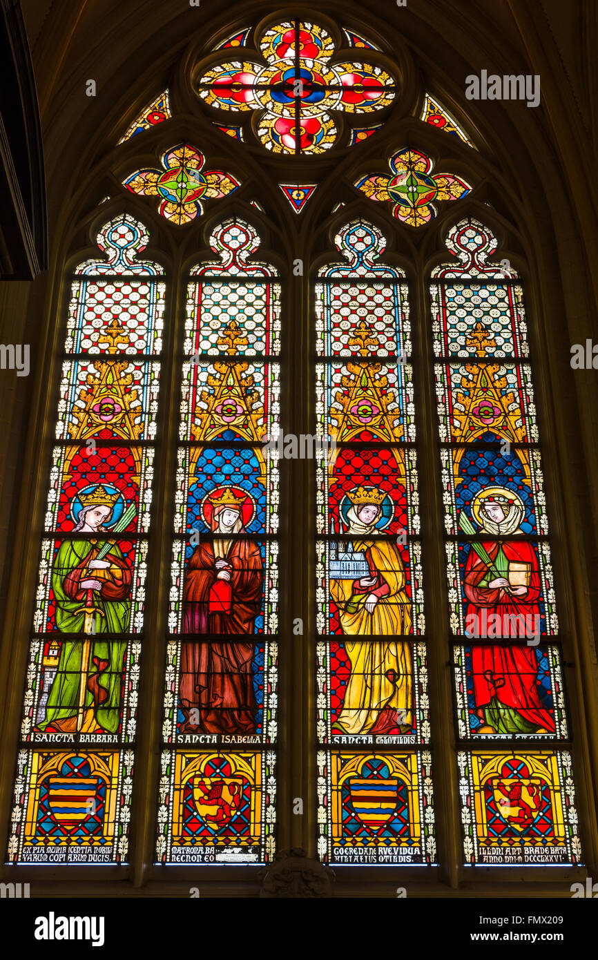 Stained glass windows of Basilica of Saint Servatius Stock Photo