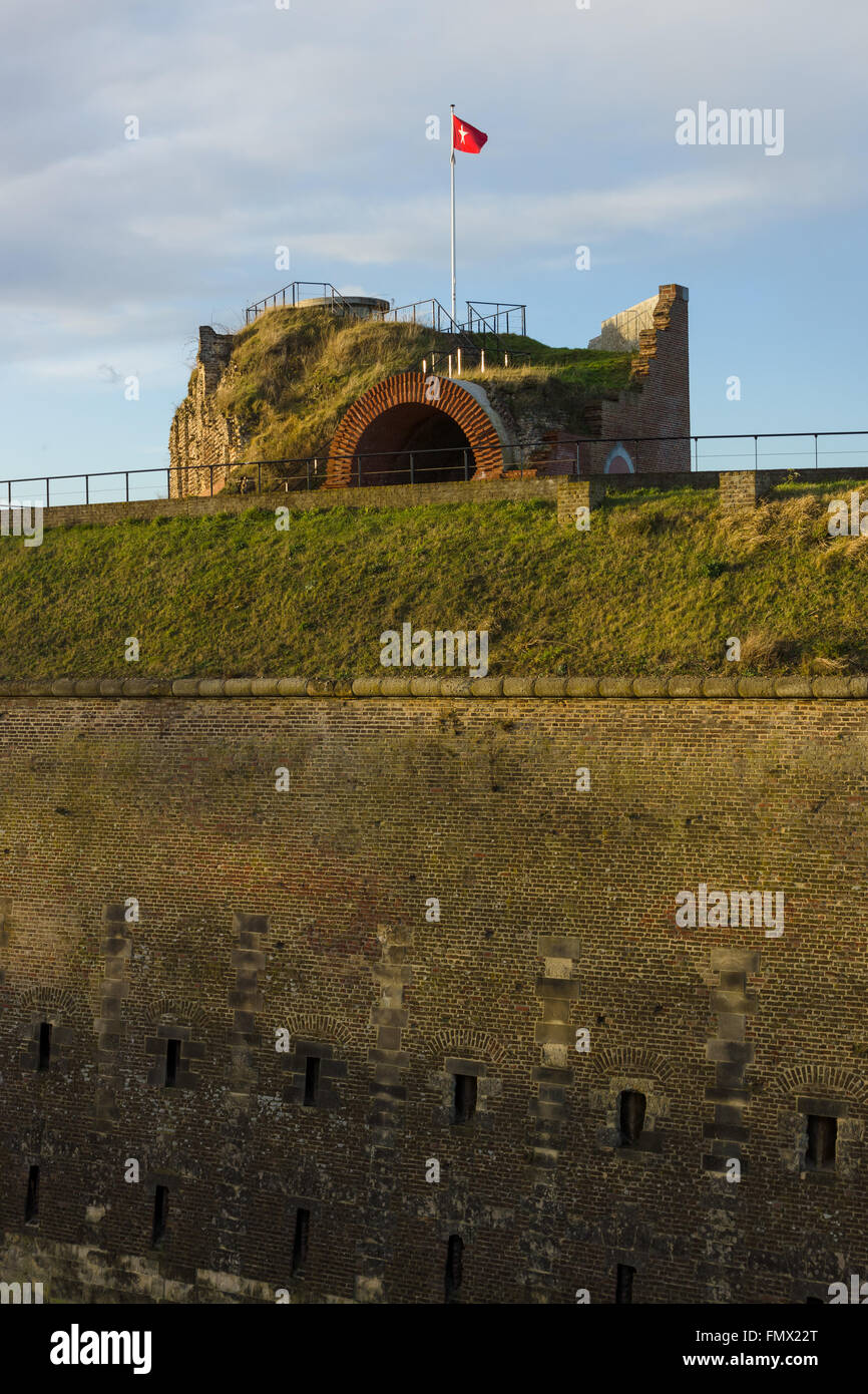 Fortification, detail of  Fort St. Peter at sunset. Maastricht. The Netherlands. Stock Photo