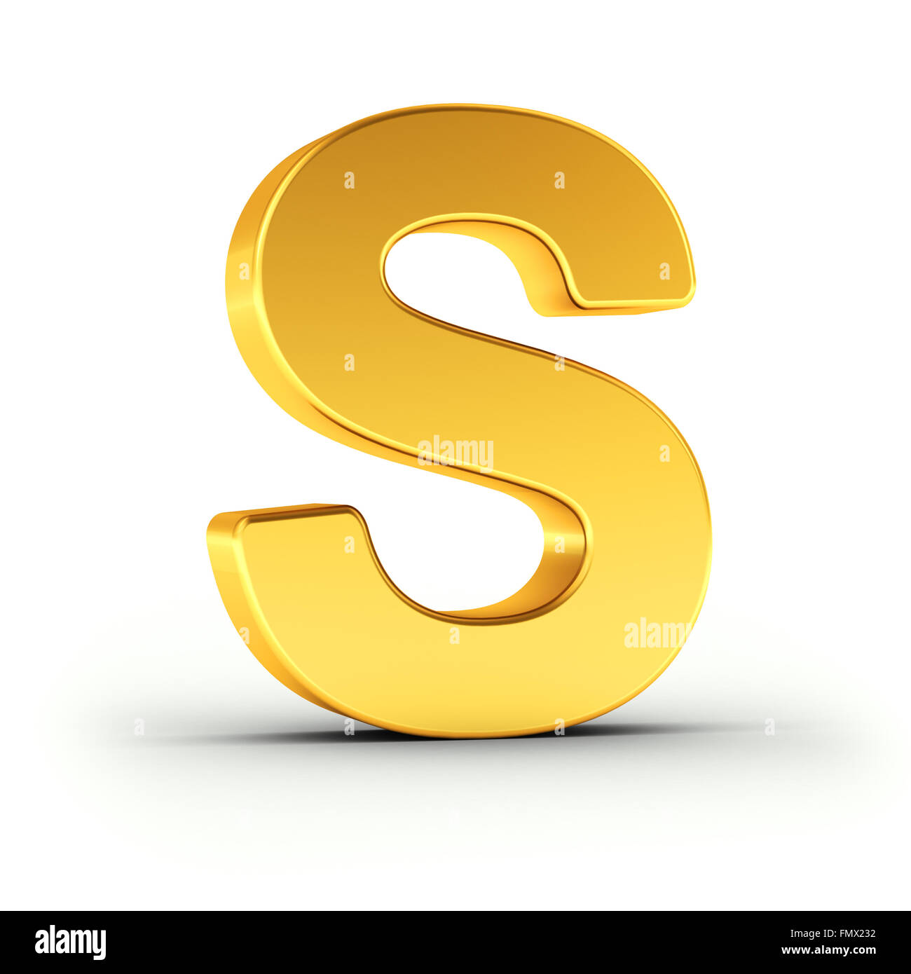 The Letter S as a polished golden object Stock Photo