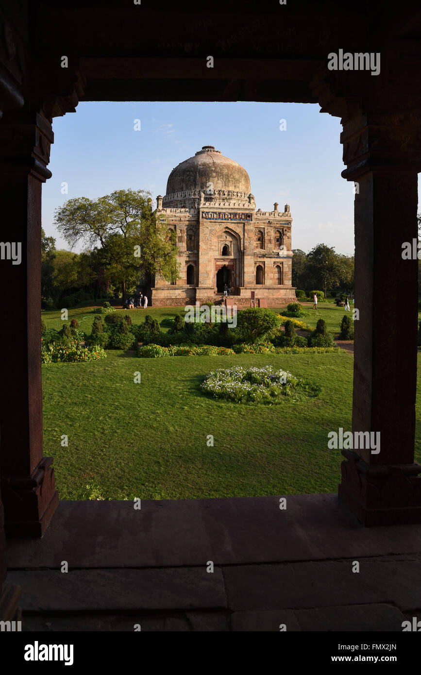 Shisha Gumbad is a tomb in New Delhi from the last lineage of the Lodhi Dynasty constructed between 1489 and 1517 CE. Stock Photo