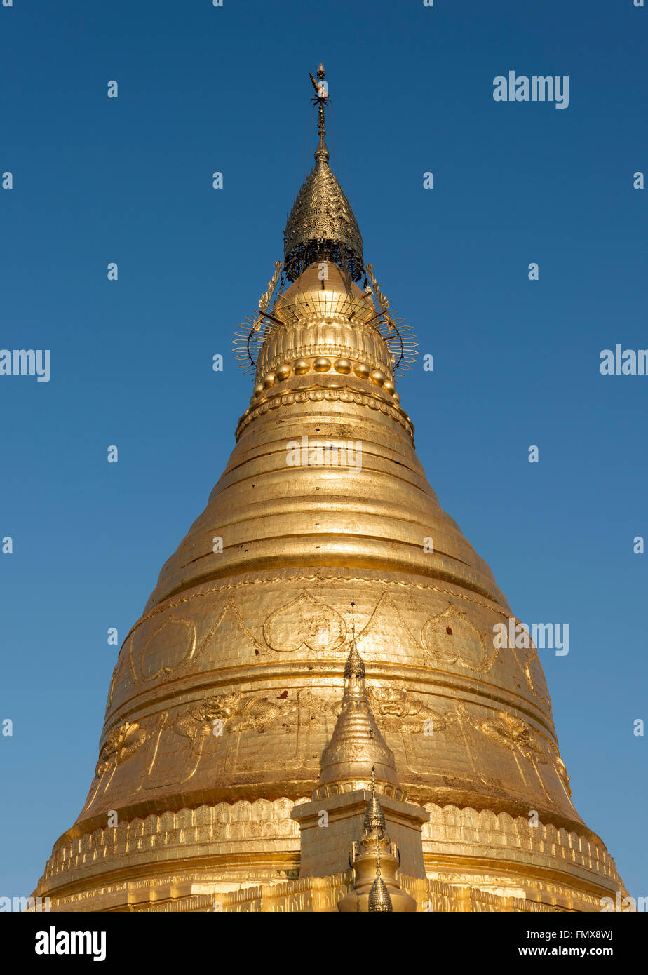 Golden stupa of Soon U Ponya Shin Pagoda, Nga-pha Hill, Sagaing near ...