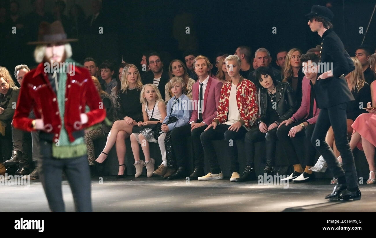 Saint Laurent At Hollywood Palladium Fashion Show Featuring Beck Hansen Beck Justin Bieber Joan Jett Where Los Angeles California United States When 10 Feb 16 Stock Photo Alamy