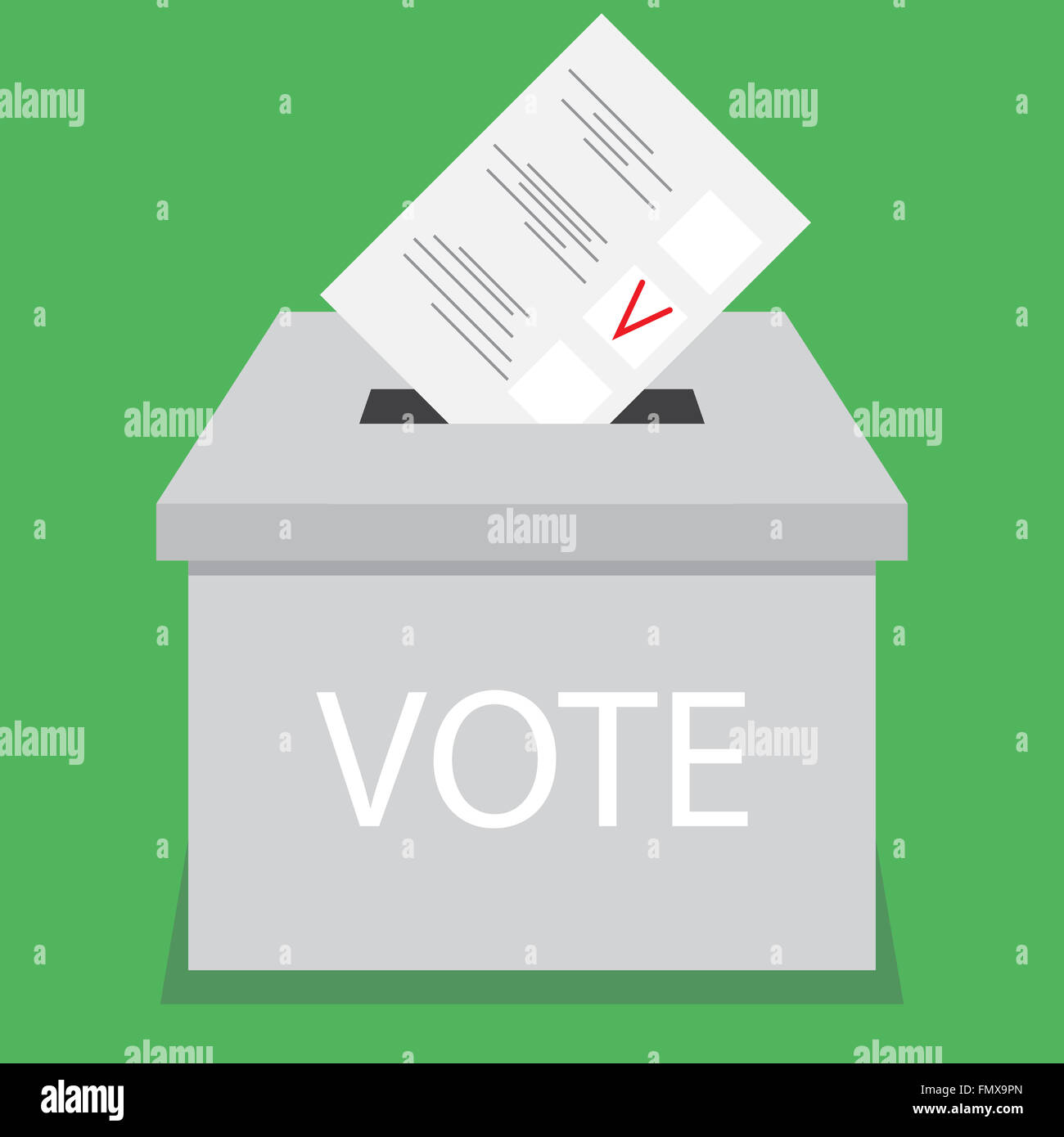 Ballot box design flat vote. Vote and ballot, election and voting box, voting booth, urn and suggestion box, ballot paper, elect Stock Photo