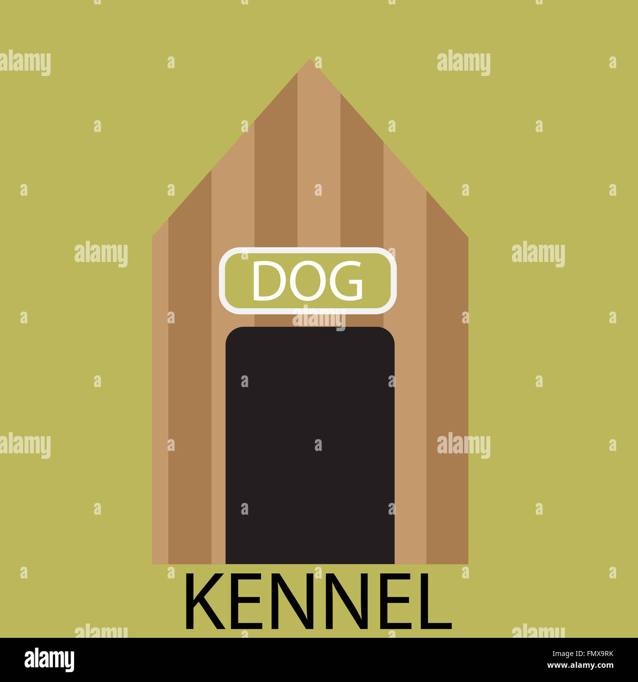 Kennel dog icon flat. Kennel puppy, pet doghouse, house or cabin, wood building. Vector abstract flat design illustration Stock Photo
