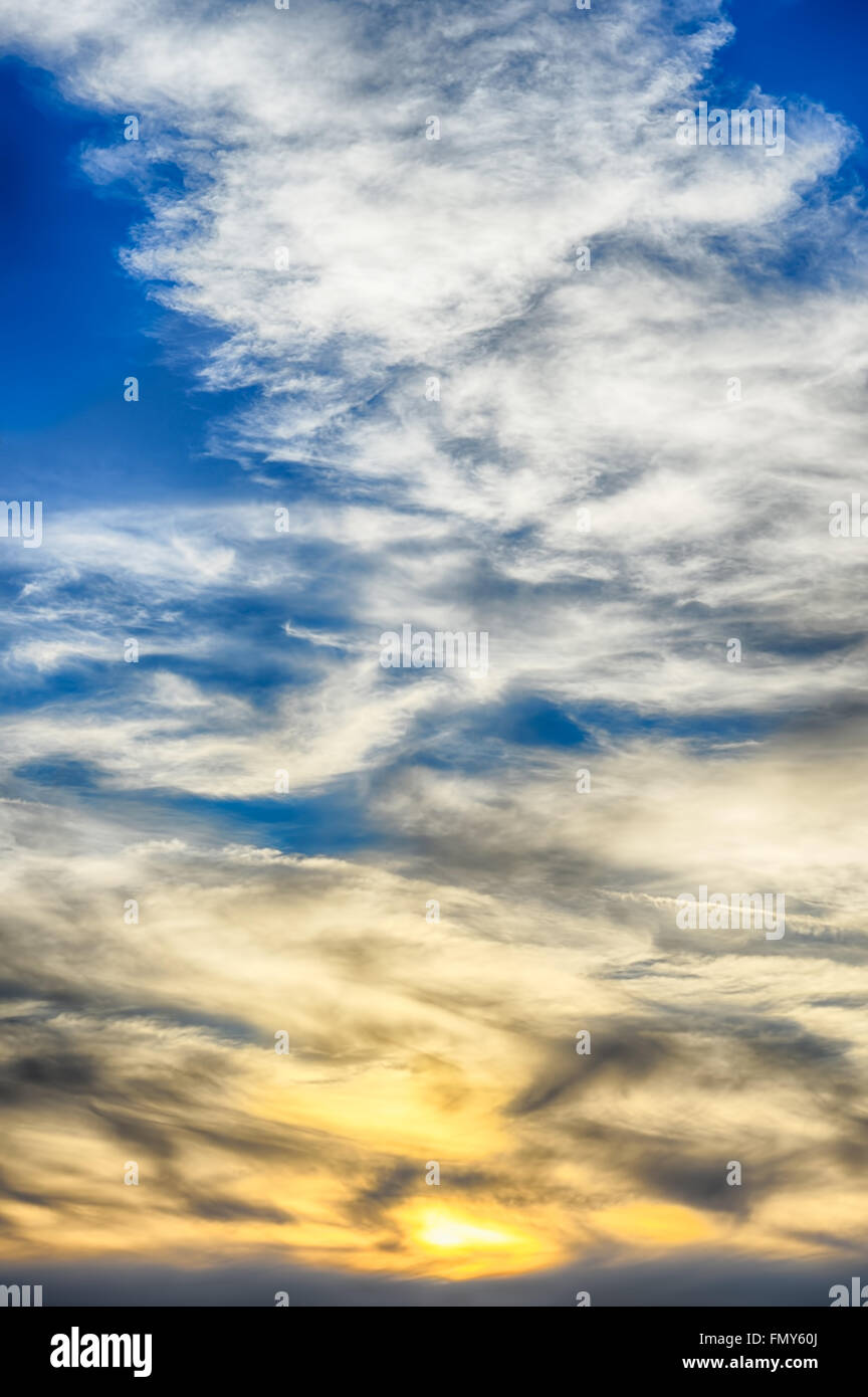 Natural background with red sunset and dark ominous clouds.HDR image Stock Photo