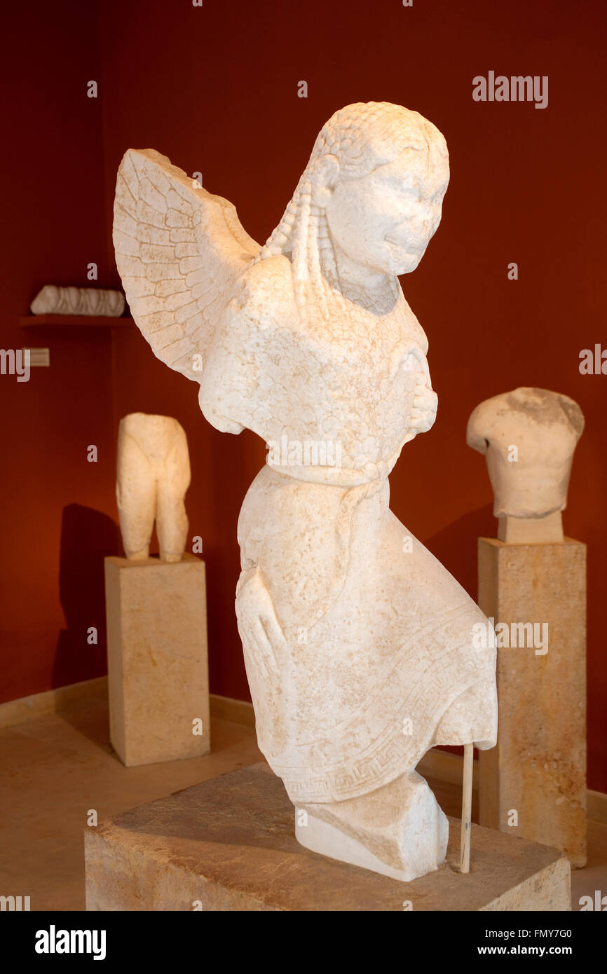 Griechenland, Kykladen, Paros, Parikia, Archäologisches Museum, archaische Gorgo, Tochter des Kleomenes, aus dem 6. Jahrh. Stock Photo