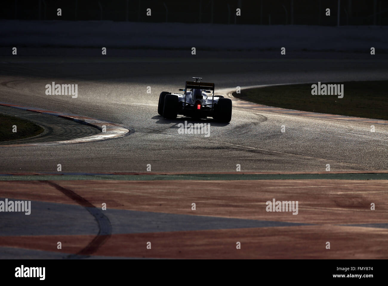 German Formula One driver Nico Rosberg of Mercedes AMG steers his car during the training session for the upcoming Formula One season at the Circuit de Barcelona - Catalunya in Barcelona, Spain, 23 February 2016. Photo: Jens Buettner/dpa Stock Photo