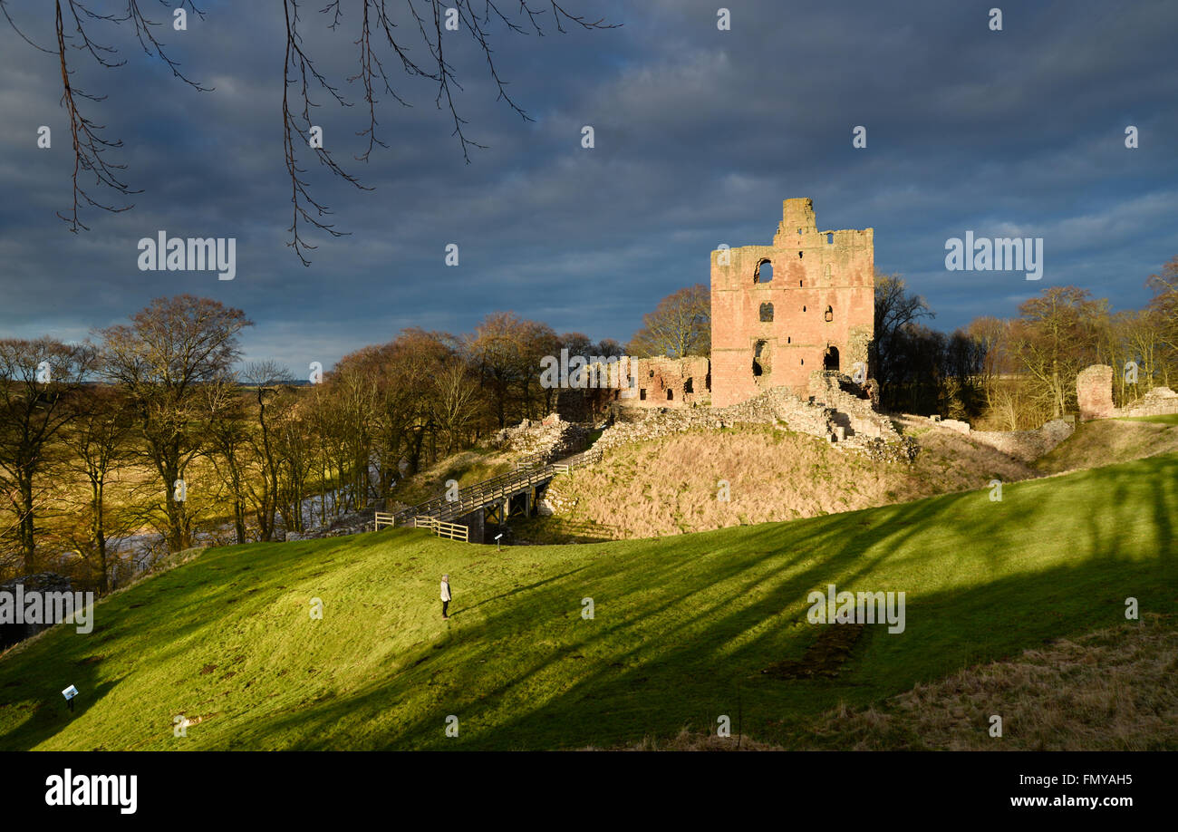 Norham Castle one of the most important of the Border castles was built in 1121 by the Bishops of Durham Stock Photo