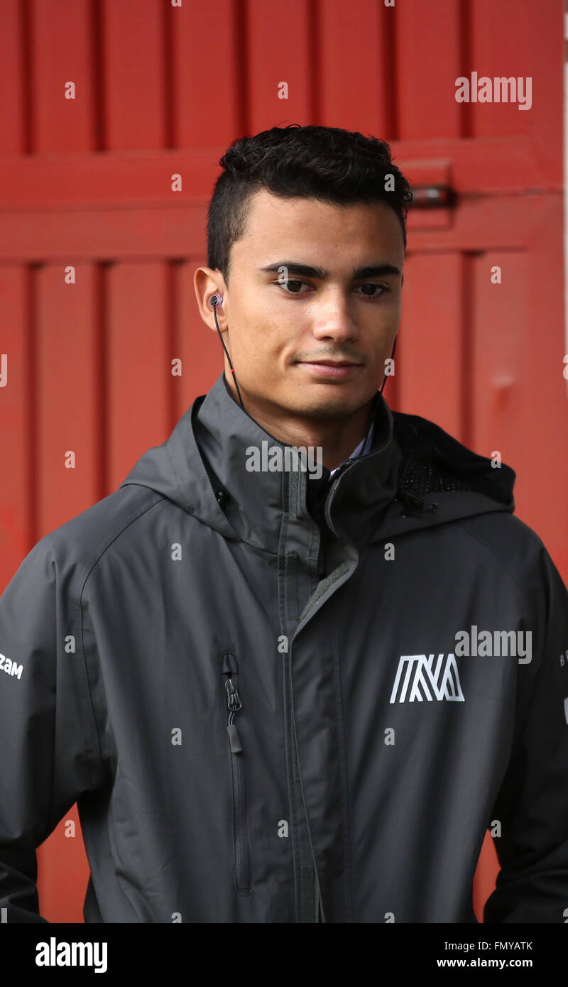 German Formula One driver Pascal Wehrlein of Manor Racing seen during a training session for the upcoming Formula One season at the Circuit de Barcelona - Catalunya in Barcelona, Spain, 22 February 2016. Photo: Jens Buettner/dpa Stock Photo