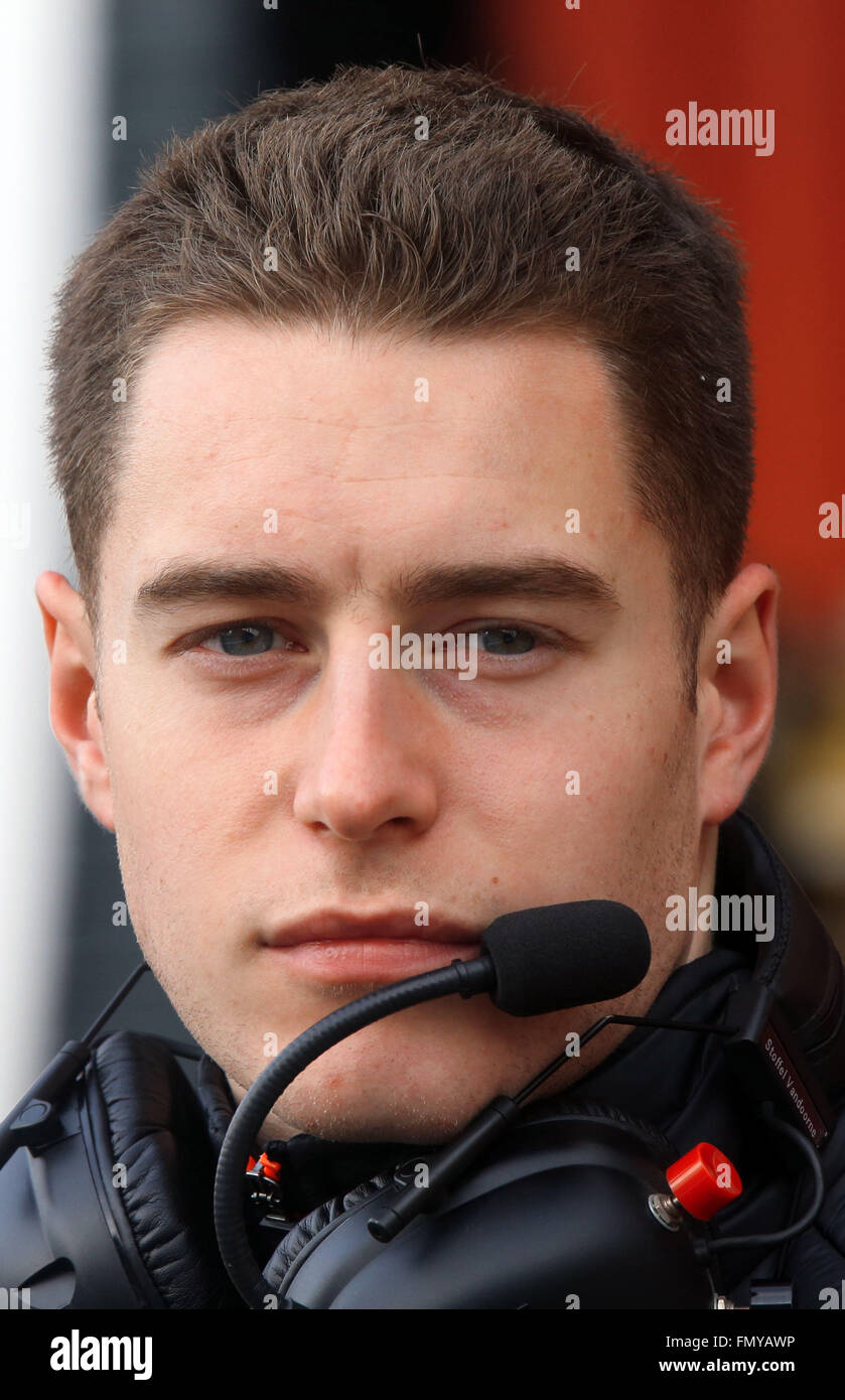 Belgian Formula One testdriver Stoffel Vandoorne of McLaren Honda seen during a training session for the upcoming Formula One season at the Circuit de Barcelona - Catalunya in Barcelona, Spain, 22 February 2016. Photo: Jens Buettner/dpa Stock Photo