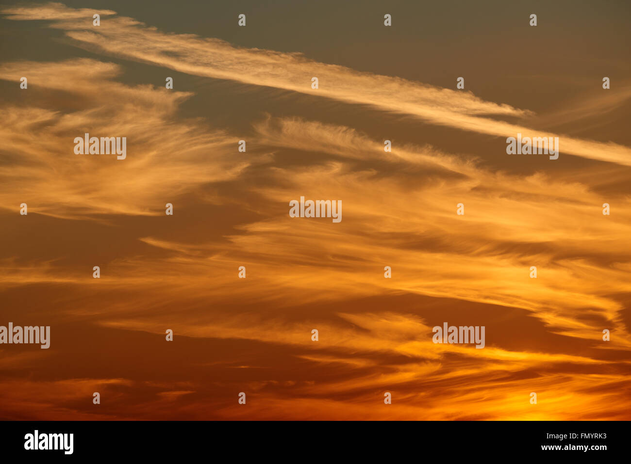 Vibrant colored sky with clouds in a evening. Stock Photo