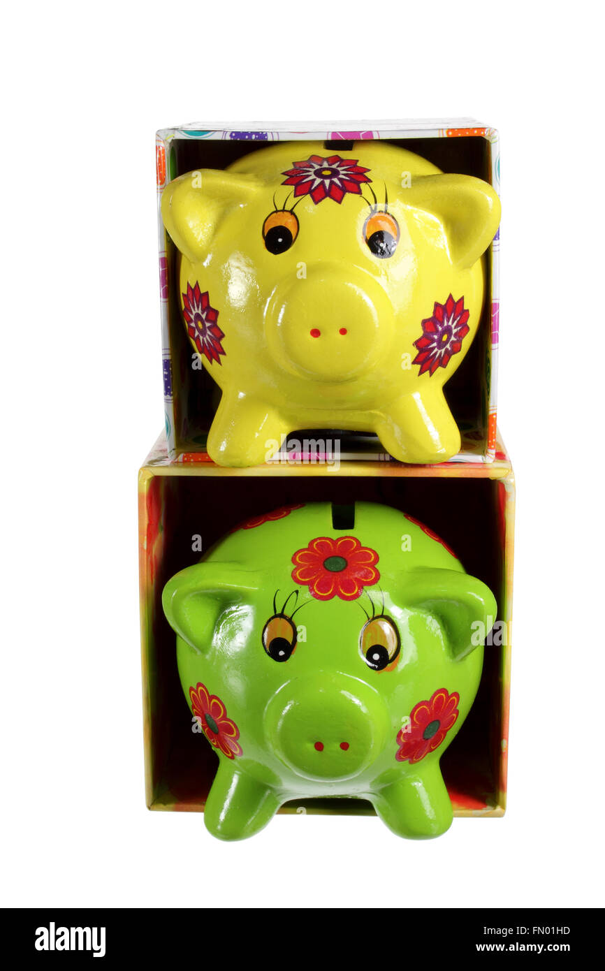 Piggy Banks in Gift Boxes Stock Photo Alamy