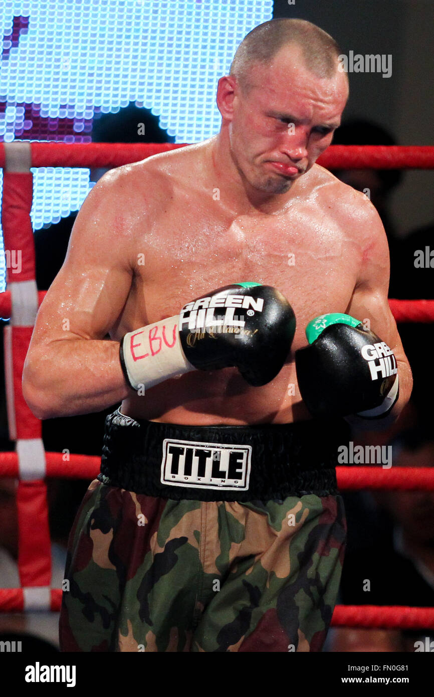 Palaboxe, Rome, Italy. 12th Mar, 2016. European Light Heavyweight Title. Mirco  Ricci (ITL) versus Sergey Demchenko (ITL). DEMCHENKO SERGEY © Action Plus  Sports/Alamy Live News Stock Photo - Alamy