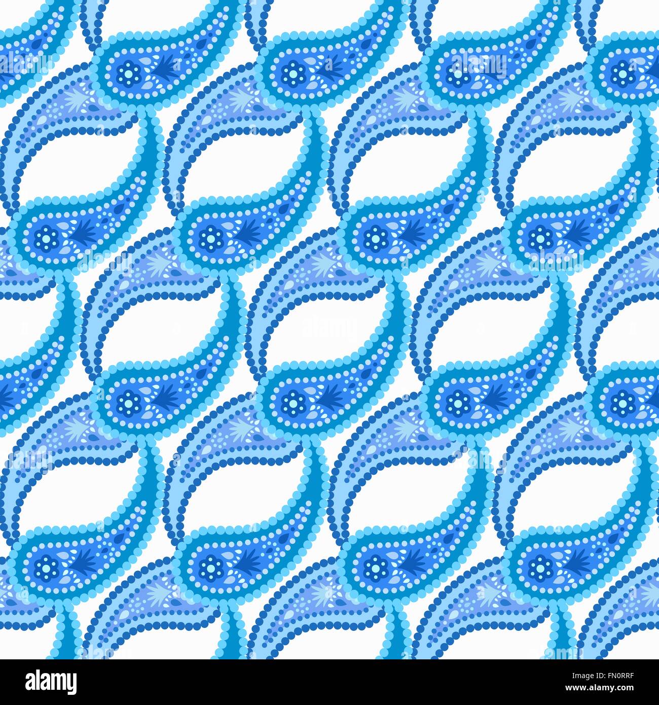 Intricate Blue Paisley Garland Pattern Stock Vector