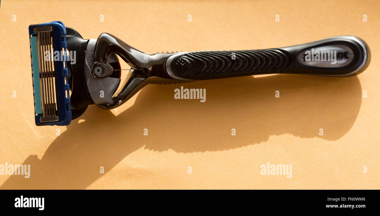 A Gillette Fusion ProGlide razor blade. The razor has five blades Stock Photo Alamy