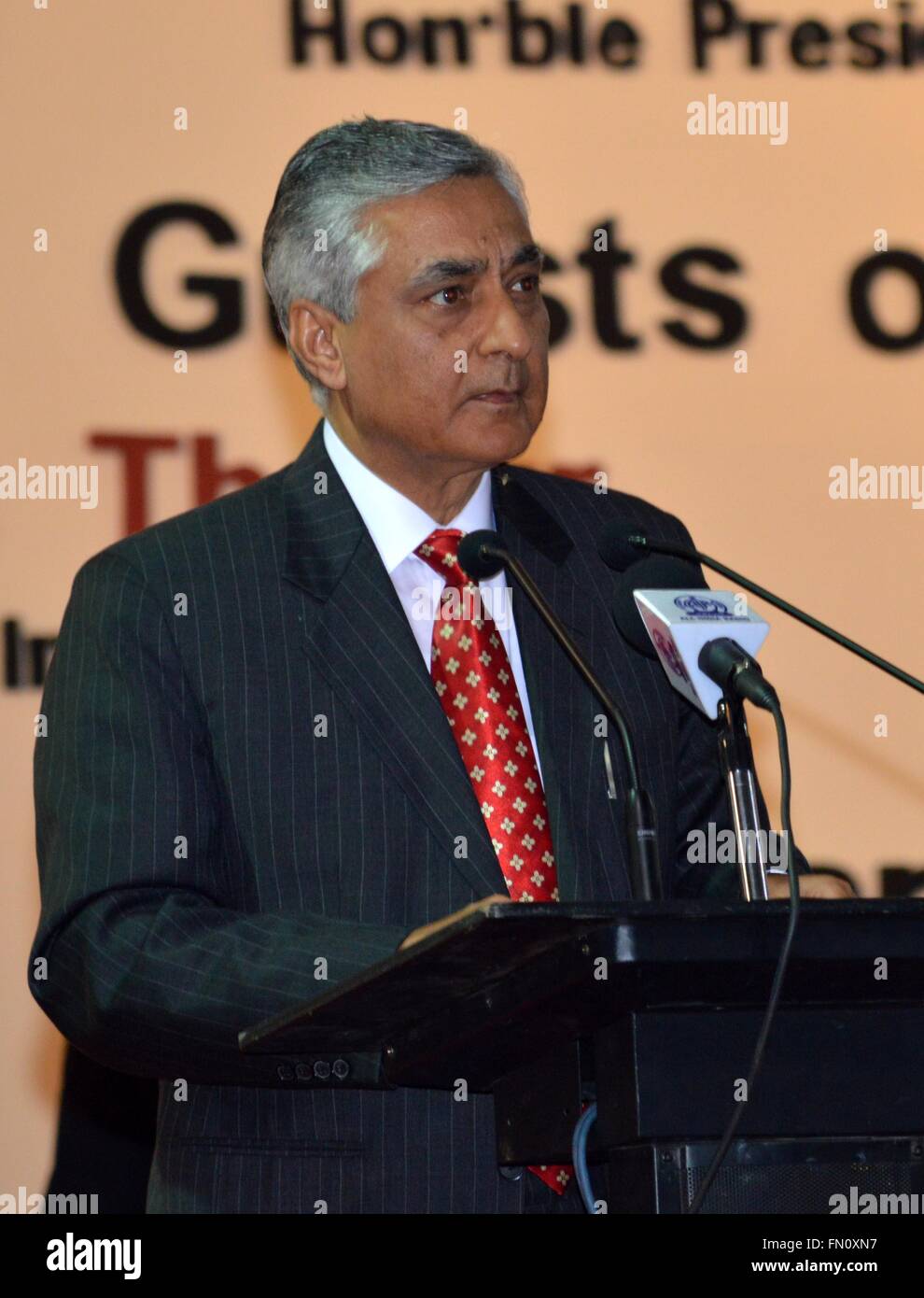 Allahabad, India. 13th Mar, 2016. Chief Justice of India T.S. Thakur addressing during a programme on the occasion of 150th anniversary celebration of Allahabad Highcourt, in Allahabad, India. Credit:  Prabhat Kumar Verma/Pacific Press/Alamy Live News Stock Photo