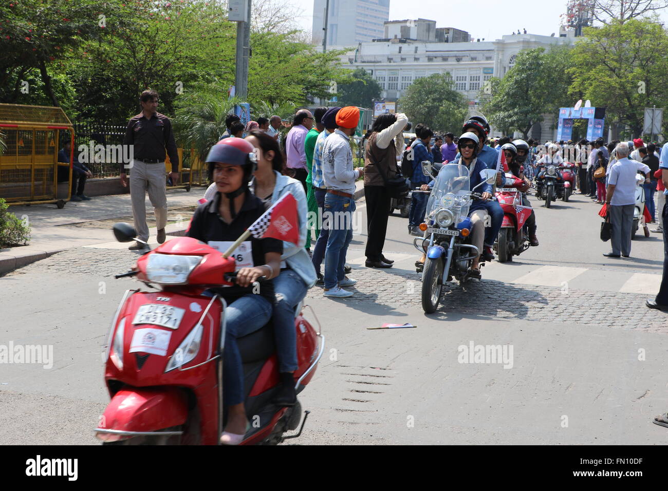 New Delhi, India. 13th March, 2016. All Women Bike Rally Credit Mahesh