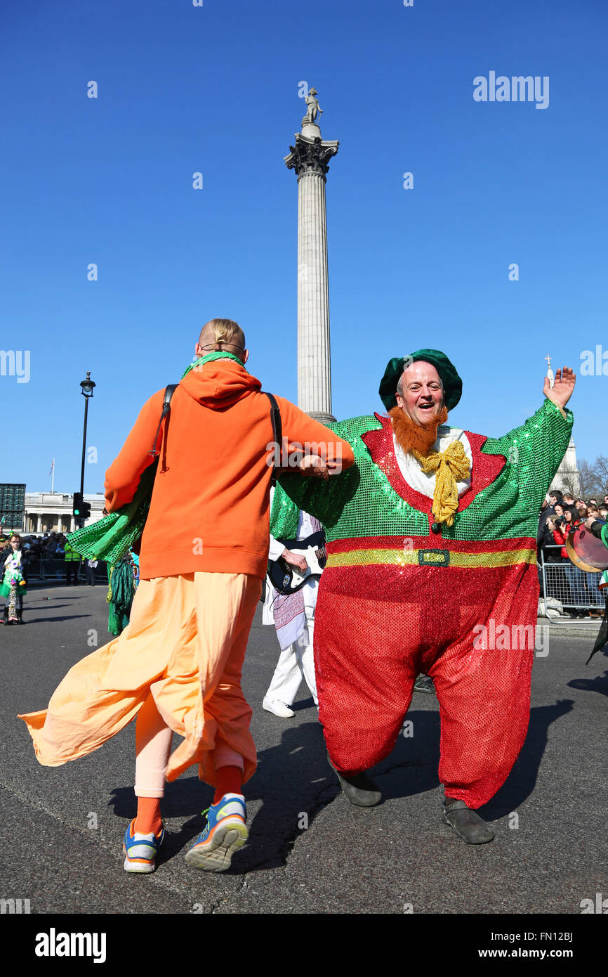 Girls dressed in Traditional Irish clothing for the St Patrick's Day Parade  in London England Stock Photo - Alamy