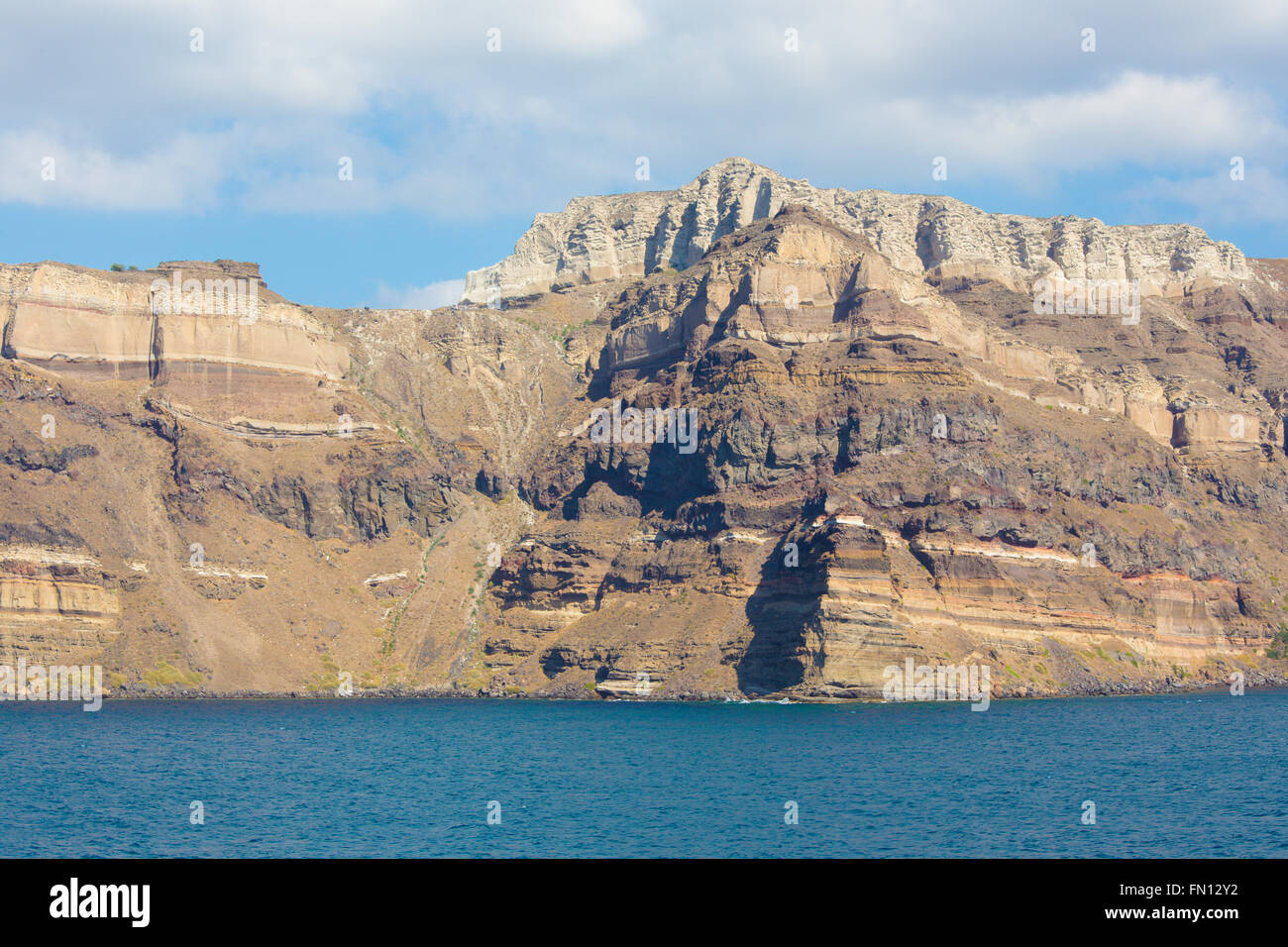 Santorini - The pumince cliffs near Fira Stock Photo