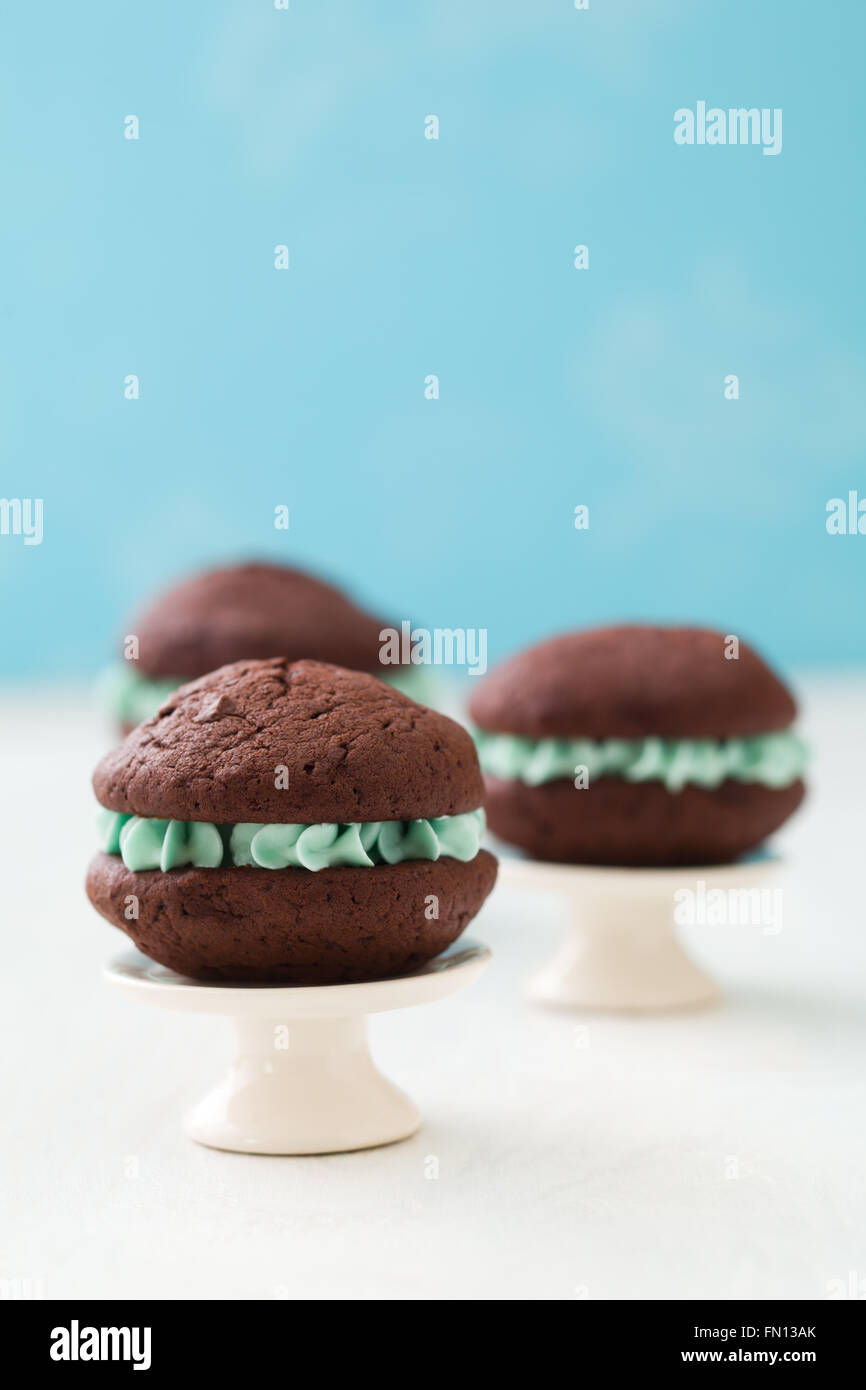 Chocolate whoopie pies Stock Photo
