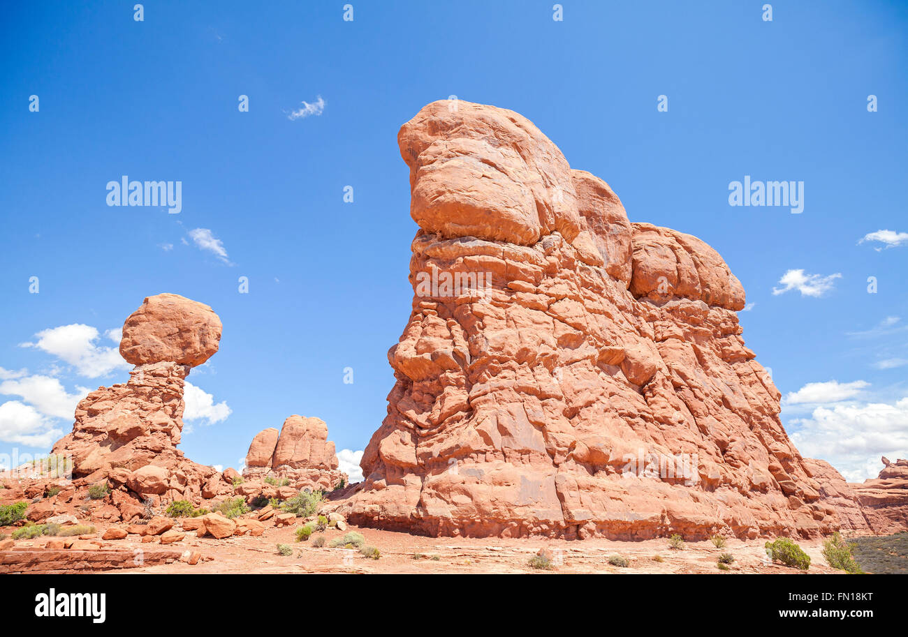Rock formations in Arches National Park, USA. Stock Photo