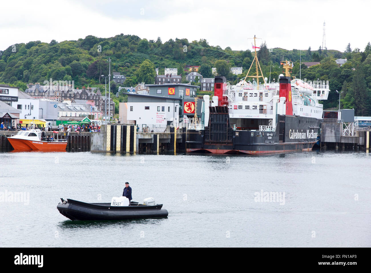 The Calmac car ferry Lord of the Isles moored in Oban harbour, Argyll