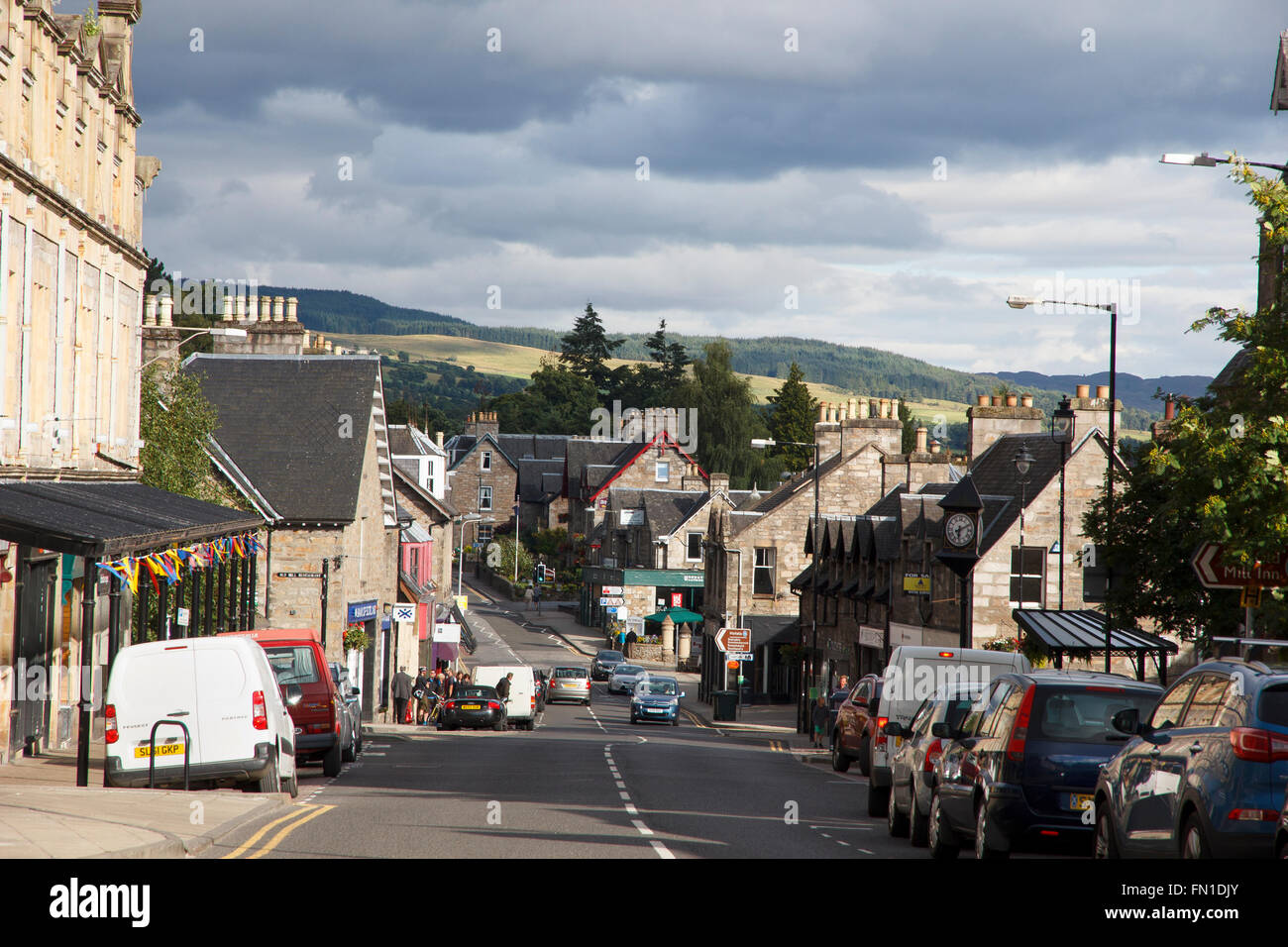 Atholl Road, Pitlochry's 'High Street', Perthshire, Scotland Stock Photo