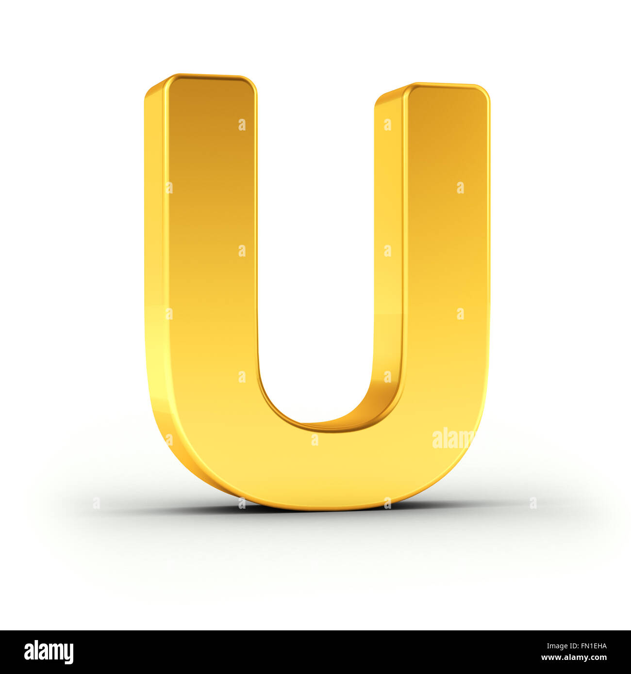 The Letter U as a polished golden object Stock Photo - Alamy