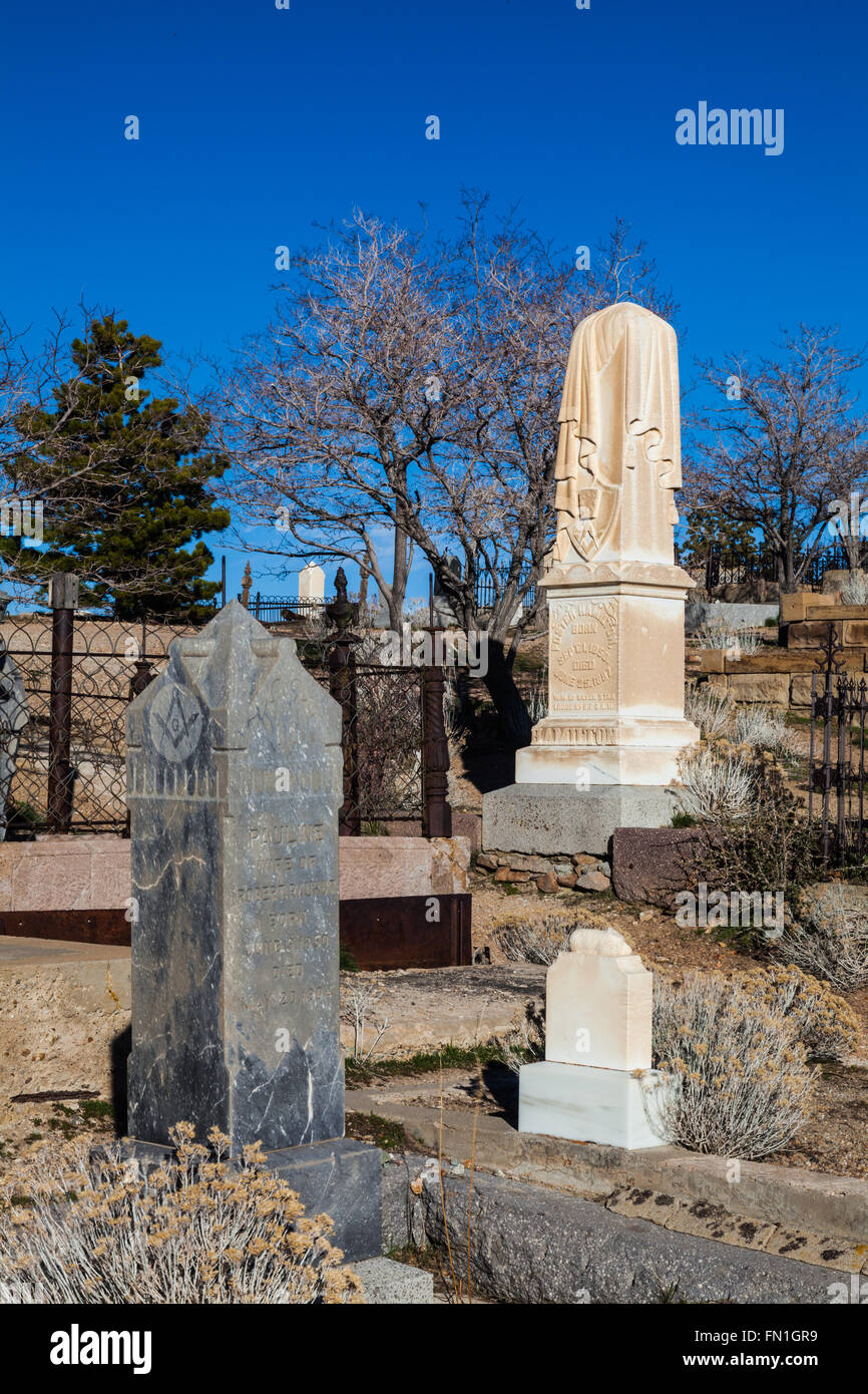 Scene from the pioneer cemetery in Virginia City, Nevada, USA Stock