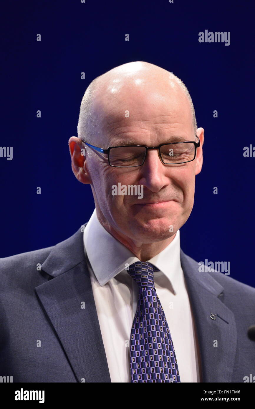 Glasgow, Scotland, GBR - 13  March: John Swinney MSP - Finance Secretary and depute party leader - on the final day of the  Scottish National Party (SNP) Spring Conference which took place Sunday 13 March 2016 in Glasgow, Scotland. Stock Photo