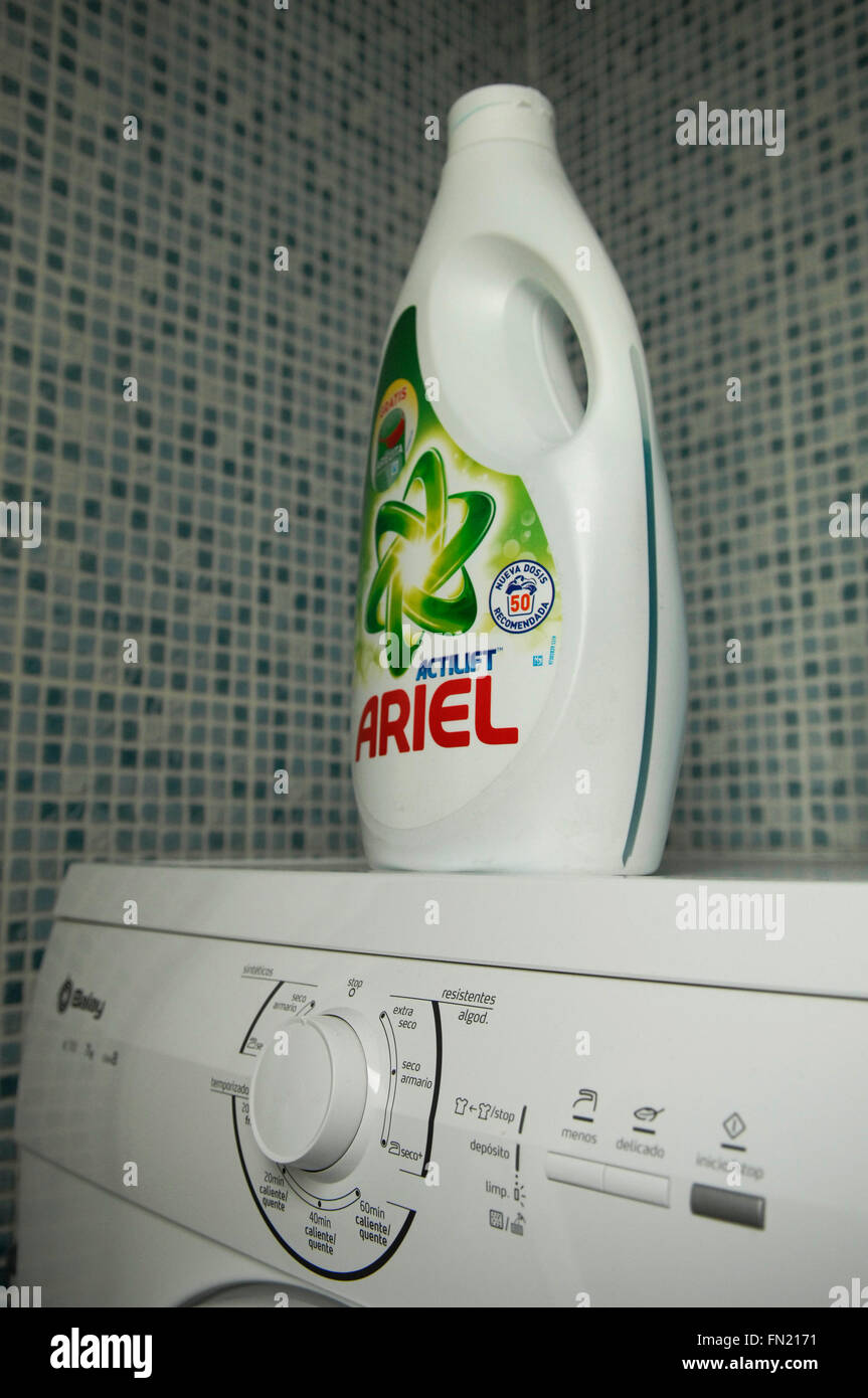 Ariel washing liquid bottle on Balay dryer Stock Photo Alamy