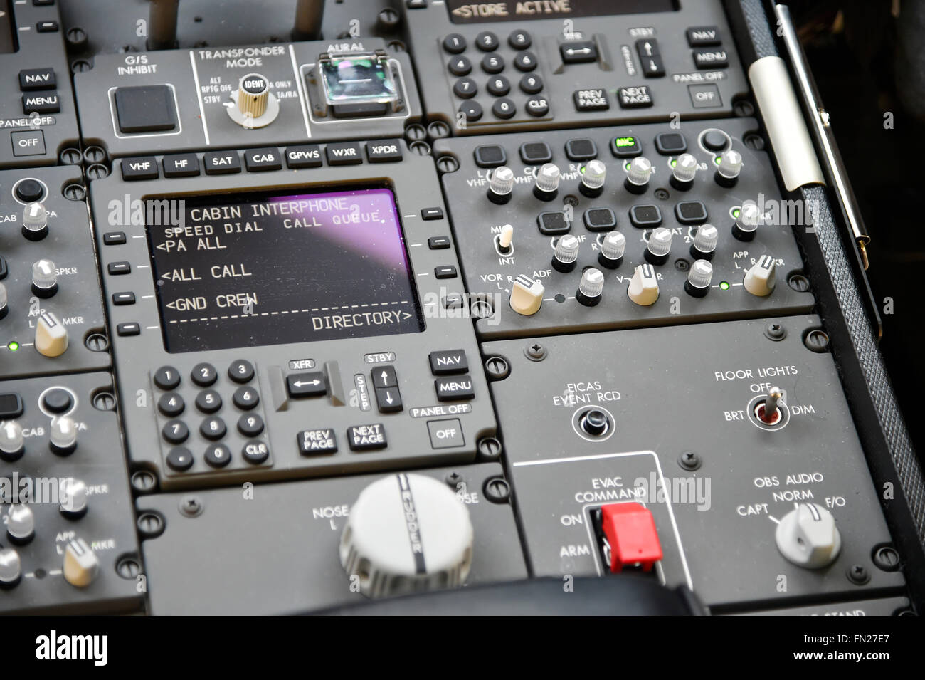 cockpit, panel, switch, boeing, b 787, B787, 8, 9, Dreamliner, Dream Liner, Munich Airport, MUC, EDDM, Airport Munich, Stock Photo