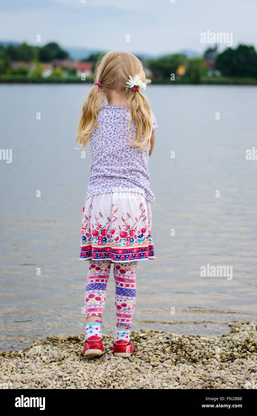 girl with long hair  back view Stock Photo