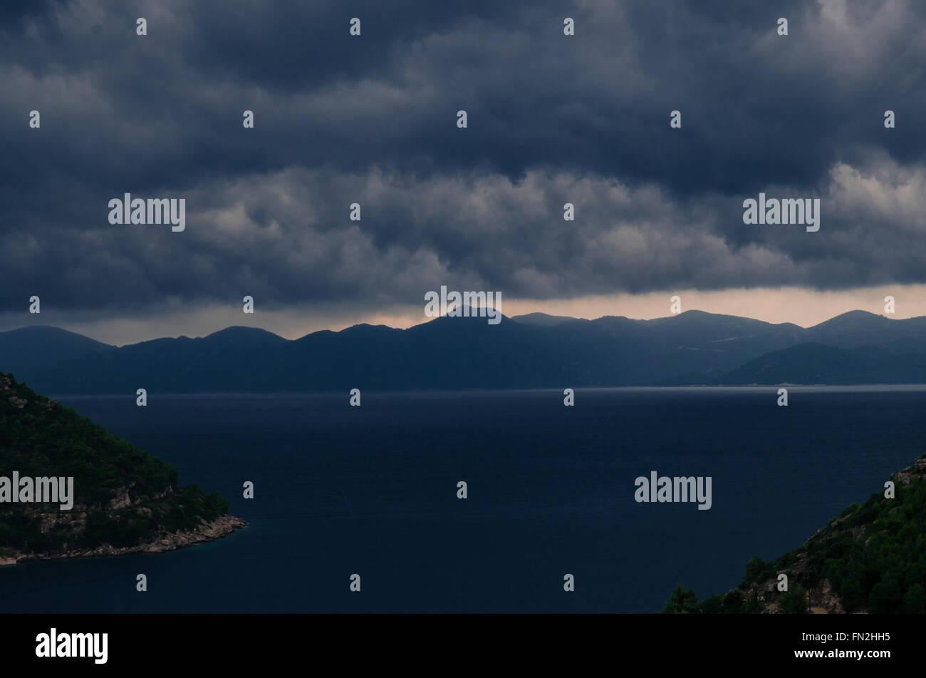 dramatic dark sky during storm over sea Stock Photo - Alamy