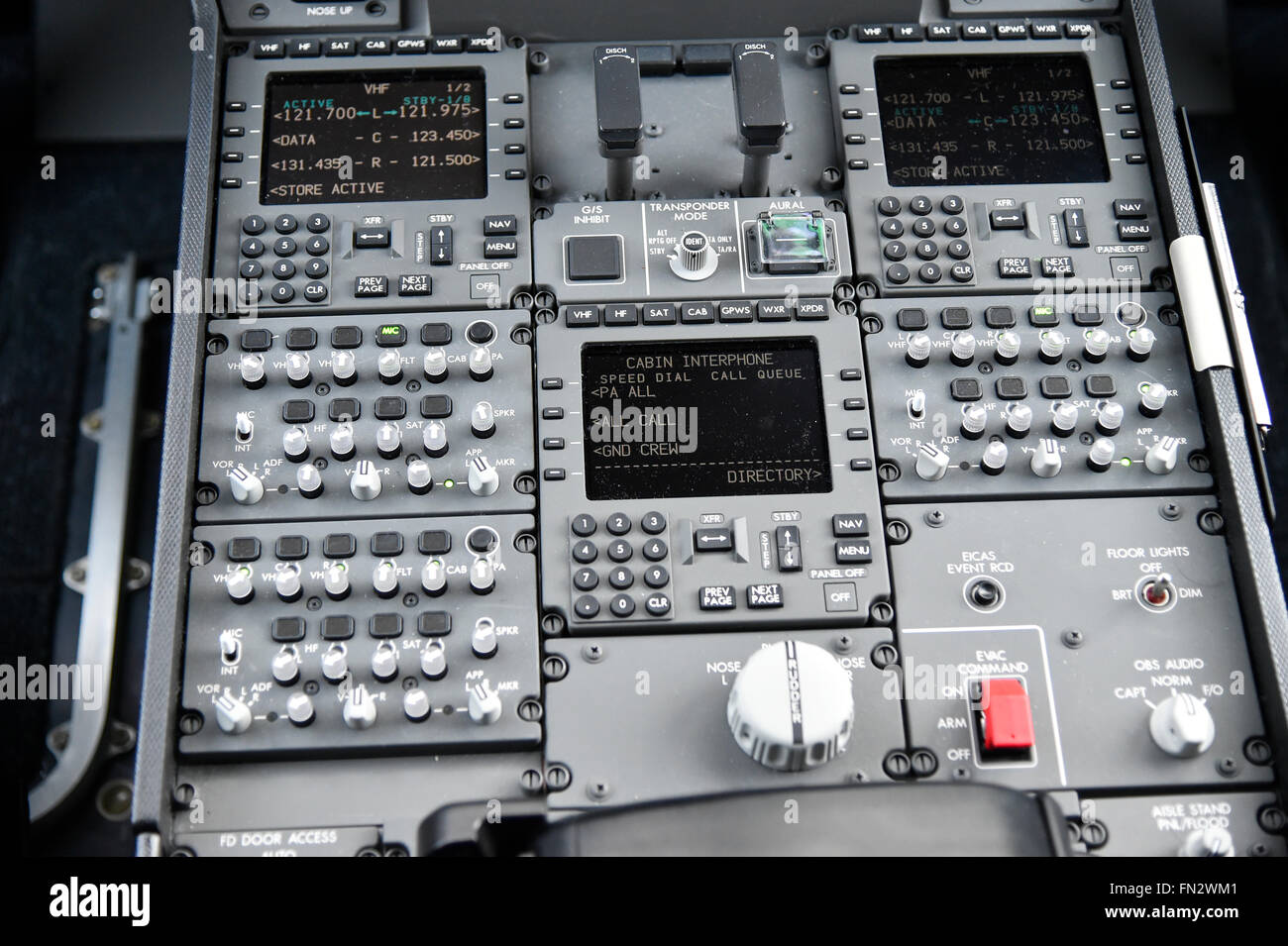 cockpit, panel, switch, boeing, b 787, B787, 8, 9, Dreamliner, Dream Liner, Munich Airport, MUC, EDDM, Airport Munich, Stock Photo