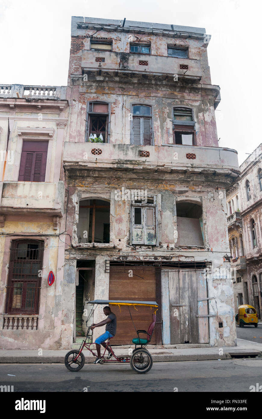 An apartment building in downtown Havana Cuba that has been gutted and