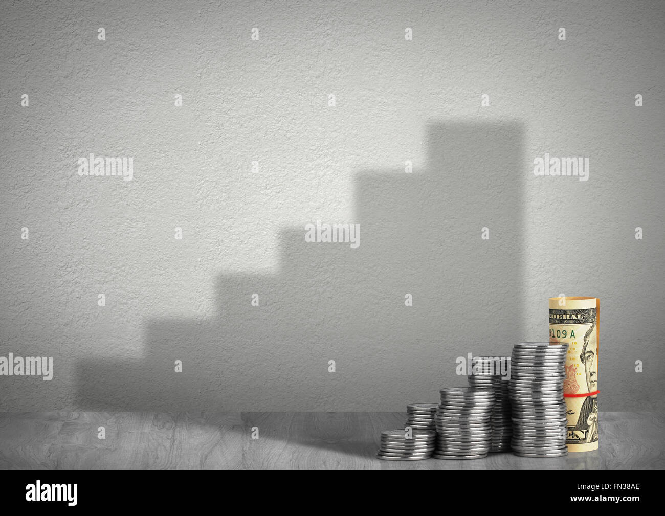 financial growth concept, money with shadow Stock Photo