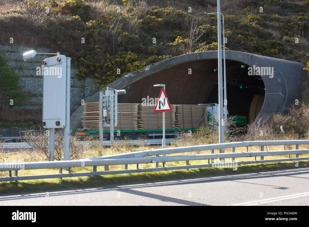 Penmaen tunnel on the A55 North wales coast road between Conwy and