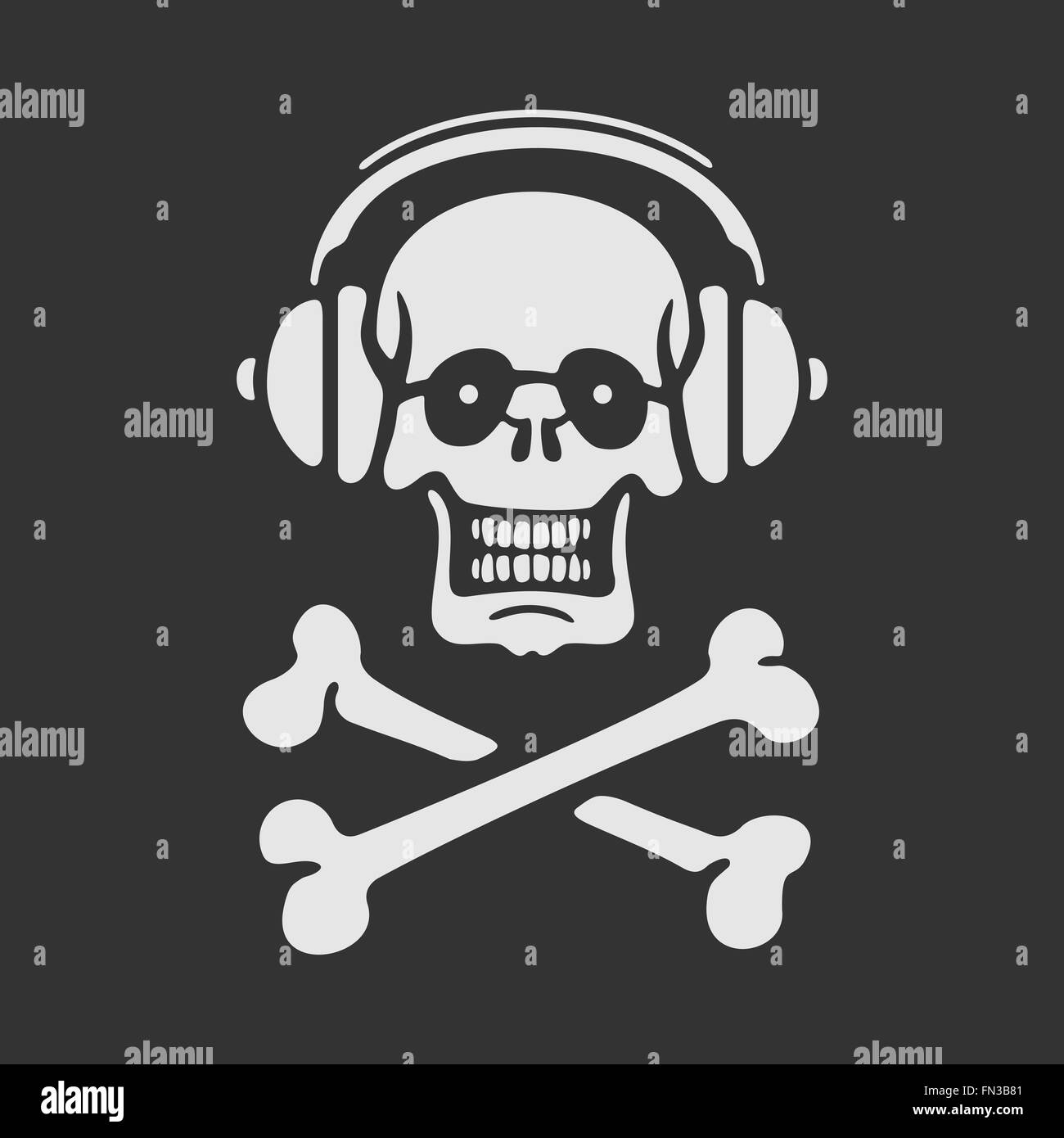 Vector Symbol Skull in Headphones Stock Vector Image & Art - Alamy