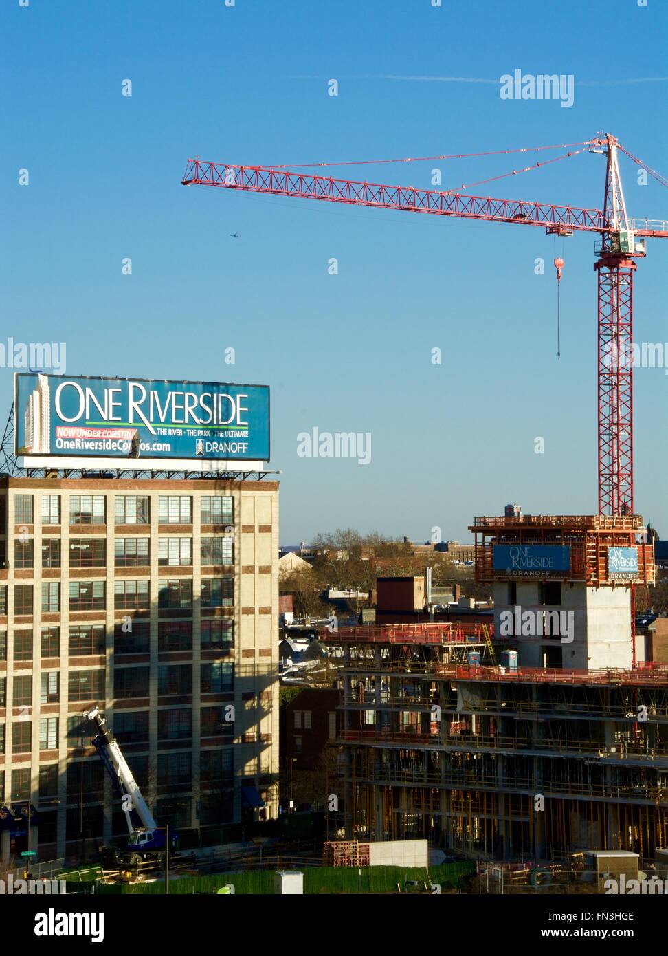 A residential building under construction in Philadelphia PA Stock
