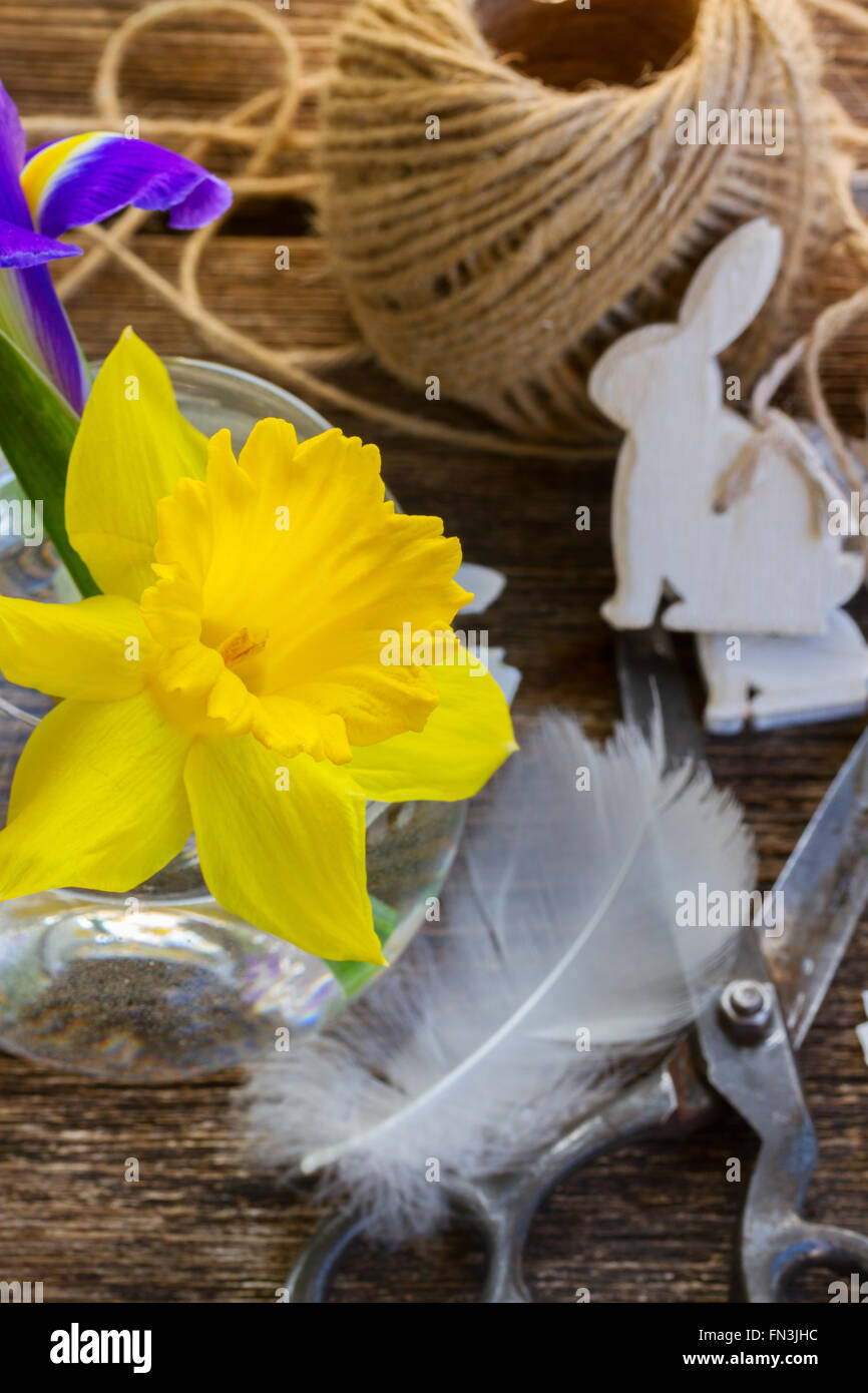 easter daffodil and rabbits Stock Photo - Alamy