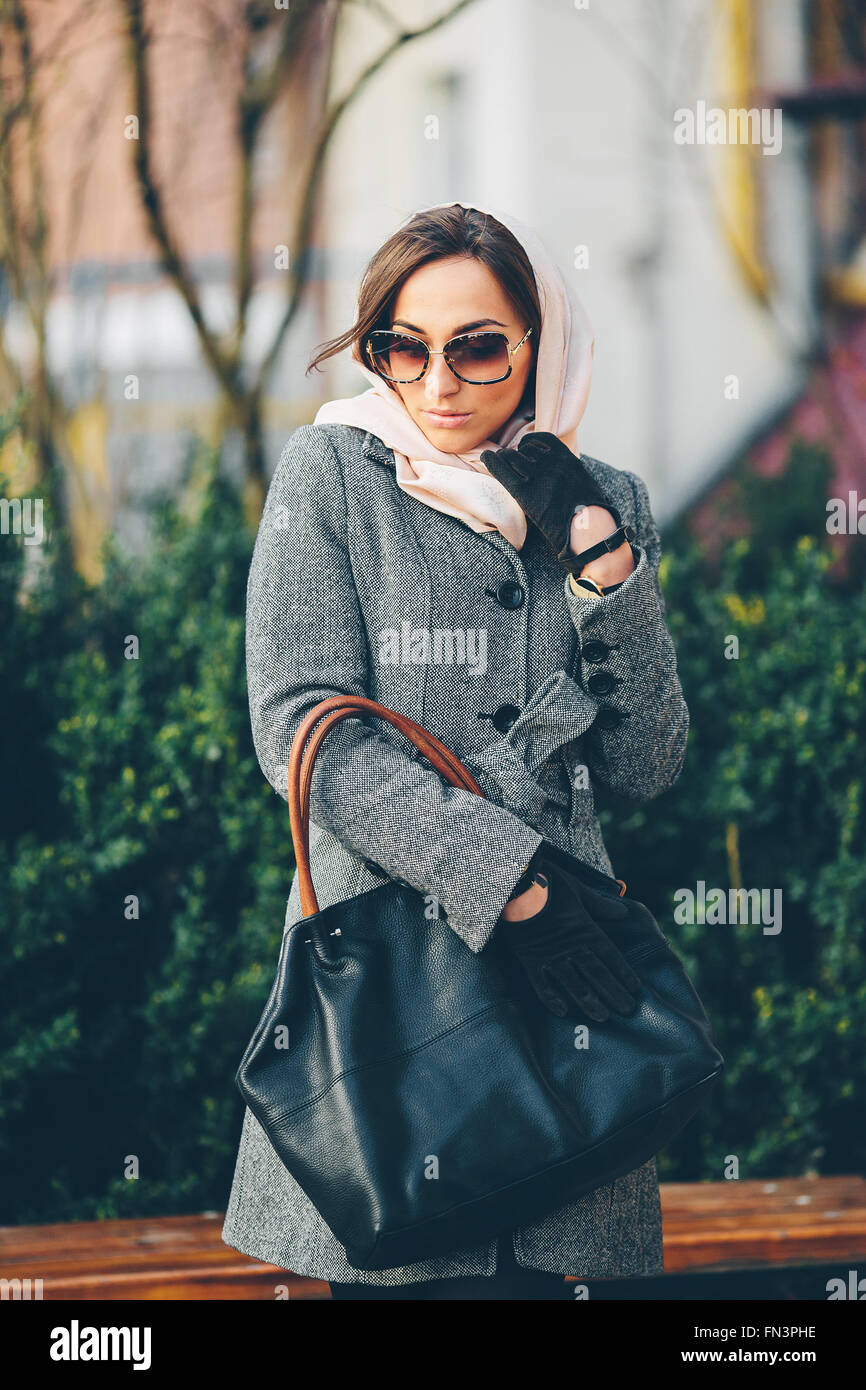 Happy young beautiful girl posing in the park Stock Photo - Alamy
